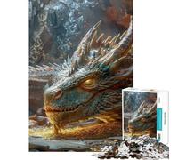 Jigsaws 1000 Pieces for Adults Dragon Lying on Gold Coins Puzzle for Adults Brain Teaser Game Improve Memory Christmas Birthday Gifts (Size 50x75cm)