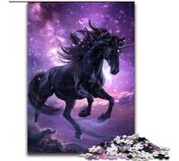 Jigsaws 1000 Pieces for Adults Dream Black Horse Made of Wood, Perfect DIY Art Decor Or Birthday Gift 50x75cm Challenging Brain Teaser - Relaxing Toy for Teenagers