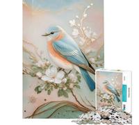 Jigsaws 1000 Pieces for Adults Eastern Bluebird on Blossoming Branch Relaxing Games for Educational Game Challenge Toy Secret Santa Gifts Perfect Decoration (Size 38x26cm)