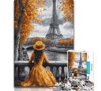 Jigsaws 1000 Pieces for Adults Eiffel Tower 1000 Piece Jigsaw,Family Entertainment Toys with Matching Poster And Trivia Sheet 38x26cm