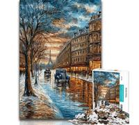 Jigsaws 1000 Pieces for Adults Eiffel Tower Oil Painting,Help The Brain Exercise Addictive Toys to Cultivate Patience Perfect Decoration (38x26cm)