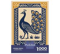 Jigsaws 1000 Pieces for Adults Elegant Peacock Illustration with Decorative Border Puzzles for Adults Brain Teaser Game Stress Reliever Unique Birthday And Xmas Gifts 38x26cm/1000pcs