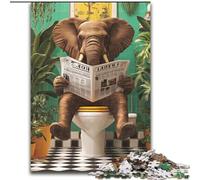 Jigsaws 1000 Pieces for Adults Elephant in The Toilet cardboard Jigsaw Puzzles for Adults 26X38CM Fun at Home Activities, Birthday Present, Travel Gifts