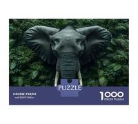Jigsaws 1000 Pieces for Adults Elephant Portrait in Lush Green Jungle Jigsaws for Adults DIY Toys Home Decoration Unique Birthday And Xmas Gifts 70x50cm/1000pcs