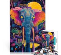 Jigsaws 1000 Pieces for Adults Elephant, the king of the forest Made of cardboard Suitable for ages 14 and up Antistress Vacation at home Killing time Family Fun Gift。size:26x38cm/10.24x14.96inch