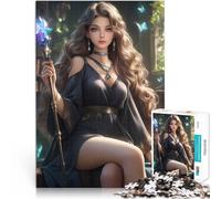 Jigsaws 1000 Pieces for Adults Elven Sorceress with Staff Waifu Anime Girl Für Familienspaß tolles Geschenk52x38cm