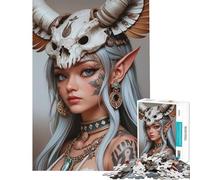 Jigsaws 1000 Pieces for Adults Elven Warrior with Skull Helm Difficult And Challenge Pattern Assembly Practical Game Suitable for People Aged 14 And Above (50X75CM)