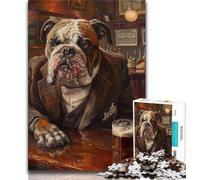 Jigsaws 1000 Pieces for Adults English Bulldog Drinking,Stress Reliever Difficult Challenge Is Ideal As Gifts for The Whole Family 75x50cm