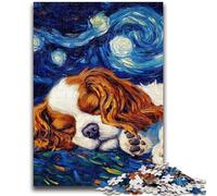 Jigsaws 1000 Pieces for Adults English Cocker Spaniel Night Sky Learning Educational Toys Family Games Enhance Love between Couples 26x38cm