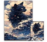 Jigsaws 1000 Pieces for Adults Enigmatic Black Cat paper Jigsaw Puzzles for Adults Perfect DIY Artwork 1000 PCS(38x26cm)