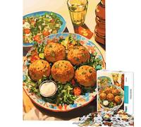 Jigsaws 1000 Pieces for Adults Falafel Plate with Salad And Drink Brain Intelligence Challenge Addictive Toys Relax Games Family Activities Funny Gifts (size 38x52cm)