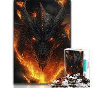 Jigsaws 1000 Pieces for Adults Fantasy Black Flying Dragon Puzzles for Teenagers,Brain Intelligence Challenge Addictive Toys for Home Decoration 75x50cm