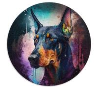 Jigsaws 1000 Pieces for Adults Fantasy Doberman Pinscher Round Cardboard Jigsaw Puzzles Perfect for Family Fun on Christmas,Thanksgiving,Birthdays & Easter (Size 67.5x67.5cm)