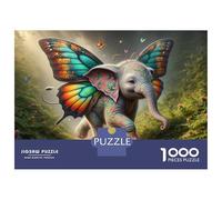 Jigsaws 1000 Pieces for Adults Fantasy Elephant with Butterfly Wings Jigsaw for Adults Relax Games But Fun And Humorous Challenging Game Gifts 70x50cm/1000pcs
