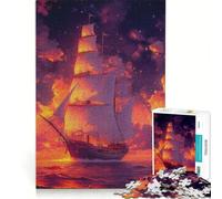 Jigsaws 1000 Pieces for Adults Fantasy Pirate Ship, Impossible Game, Difficult Challenge, Enhance Love between Couples 38x52cm