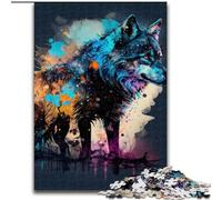 Jigsaws 1000 Pieces for Adults Fantasy Wolf Made of Wood, Toys Gift Educational Intellectual Decompressing Fun Family Game 50x75cm Birthday Party for Men Women