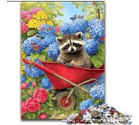 Jigsaws 1000 Pieces for Adults Farm Raccoon,Help The Brain Exercise Addictive Toys to Cultivate Patience Artists Collection,Fine Art 50x75cm
