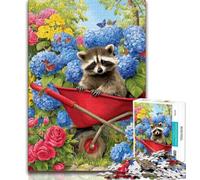 Jigsaws 1000 Pieces for Adults Farm Raccoon,Stress Reliever Difficult Challenge Is Ideal As Gifts for The Whole Family 38x26cm