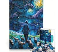 Jigsaws 1000 Pieces for Adults Farmer And His Sheeps, Practical Game, Home Art Decor, Unique Birthday And Xmas Gifts 50x75cm