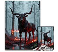 Jigsaws 1000 Pieces for Adults Fiery Horned Demonic Beast Wooden Puzzles Brain Teaser Game for Teenagers Perfect 1000 PCS(75x50cm)