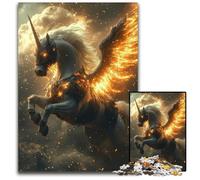 Jigsaws 1000 Pieces for Adults Fiery Winged Unicornpaper Jigsaw Puzzles for Adults Perfect DIY Artwork 1000 PCS(38x26cm)