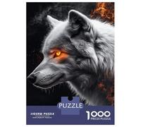 Jigsaws 1000 Pieces for Adults Fiery Wolf's Gaze -12 Puzzle for Adults Relax Games Analysis And Logic Christmas Birthday Gifts 38x26cm/1000pcs
