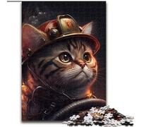 Jigsaws 1000 Pieces for Adults Firefighter Cat 1000 Piece Jigsaw for Teenagers Family Educational Games Home Decoration Gift (Szie 26x38 cm)