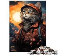 Jigsaws 1000 Pieces for Adults Fisherman Cat on A Lake Help The Brain Exercise Wall Decoration Educational Toy Suitable for People Aged 14 And Above (50x75cm)