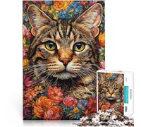 Jigsaws 1000 Pieces for Adults Floral Cat Brain Teaser For 26x38cm for is ideal as a gift for the whole family for and Age 14 Years Up