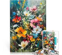 Jigsaws 1000 Pieces for Adults Floral Colorful Wildflower Made of cardboard Suitable for people aged 14 and above Home art decoration great gift。size：26x38cm/10.24x14.96inch