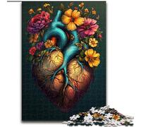 Jigsaws 1000 Pieces for Adults Floral Heart cardboard Jigsaw Puzzles for Adults 26X38CM Fun at Home Activities, Birthday Present, Travel Gifts