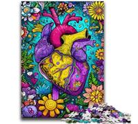 Jigsaws 1000 Pieces for Adults Floral Heart Family Game Stress Reliever Difficult Challenge Suitable for Couples 50x75cm