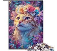 Jigsaws 1000 Pieces for Adults Flowers And Cats Made of cardboard, Perfect DIY Art Decor Or Birthday Gift size 38x26CM Challenging Brain Teaser - Relaxing Toy for Teenagers