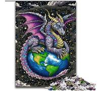 Jigsaws 1000 Pieces for Adults Flying Dragon Standing on Earth Stress Reliever Difficult Challenge with Matching Poster And Trivia Sheet 50x75cm