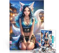 Jigsaws 1000 Pieces for Adults Fox Girl at Night Lernspiel-Herausforderungsspielzeug mit passendem Poster und Quizblatt75x50cm