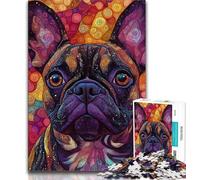 Jigsaws 1000 Pieces for Adults French Bulldog Adult Puzzles,Fun Games Every Piece Is Unique - Challenging Family Fun Game (size 75x50cm)