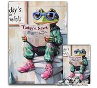 Jigsaws 1000 Pieces for Adults Frog Go Toilet Difficult Puzzles for Adults Brain Challenge Gift, Educational Activity for Teenagers 26X38CM/10.23x14.96inch