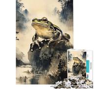 Jigsaws 1000 Pieces for Adults Frog on Rock in Landscape Brain Intelligence Challenge Addictive Toys Relax Games Family Activities Funny Gifts (size 50x75cm)