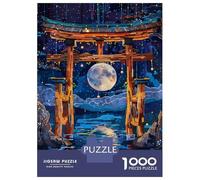 Jigsaws 1000 Pieces for Adults Full Moon Torii Abstract Puzzle for Adults Relax Games Analysis And Logic Christmas Birthday Gifts 70x50cm/1000pcs