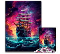 Jigsaws 1000 Pieces for Adults Future Colorful Psychedelic Pirate Ship Wooden Jigsaw Puzzles for Adults for Mother'S Day, Birthdays, Christmas 1000 PCS(75x50cm)