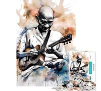 Jigsaws 1000 Pieces for Adults Gandhi Playing Ukulele Difficult And Challenge Pattern Assembly Practical Game Suitable for People Aged 14 And Above (38X26CM)