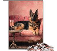 Jigsaws 1000 Pieces for Adults German Shepherd on The Sofa cardboard Jigsaw Puzzles for Adults 26X38CM Fun at Home Activities, Birthday Present, Travel Gifts