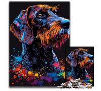 Jigsaws 1000 Pieces for Adults German Wirehaired Pointer Dog Art Impossible Jigsaw Puzzles for Adults for Home Decor & Holiday Fun 50x75CM/19.68x29.52inch
