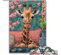 Jigsaws 1000 Pieces for Adults Giraffe on The Sofa Made of cardboard, Perfect DIY Art Decor Or Birthday Gift size 38x26CM Brain Teaser Game for Teenagers, Perfect