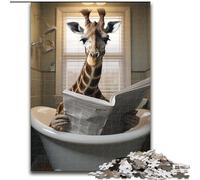 Jigsaws 1000 Pieces for Adults Giraffe Reading Newspaper Jigsaw Puzzles 1000 Pieces for Adults for Family Fun Perfect for Holidays, Interactive Game Nights (Szie 26x38 cm)