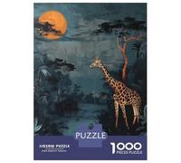Jigsaws 1000 Pieces for Adults Giraffe Under A Full Moon Adult Jigsaw Puzzle Toy Wall Decor Home Decoration Fun at Home Activities, 52x38cm/1000pcs