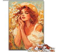 Jigsaws 1000 Pieces for Adults Girl in Wildflowers Summer Jigsaw for Teenagers, Couples, And Friends for Birthdays, Christmas (size 50x75cm)