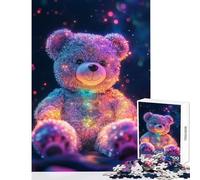 Jigsaws 1000 Pieces for Adults Glowing Plush Bear Home Decoration Toys Art Work Gift for Educational Game Fun at Home Activities, Size 38x26cm