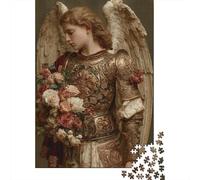 Jigsaws 1000 Pieces for Adults Golden Angel Armor with Flowers Jigsaw for Adults Relax Games But Fun And Humorous Challenging Game Gifts 52x38cm/1000pcs