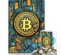 Jigsaws 1000 Pieces for Adults Golden Bitcoin 1000 Pieces for Teenagers,for Educational Game Challenge Toy Deal As Gifts for The Whole Family 75x50cm
